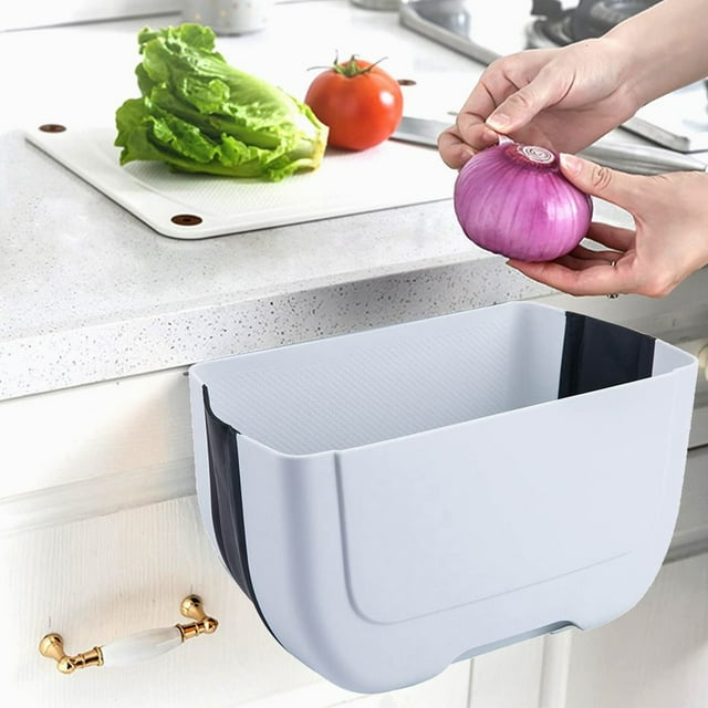 Wall-Mounted Waste Bin, Foldable Rubbish Container with Hanging Design, Space-Saving Garbage Organiser featuring Plastic Build, 25x17x15cm, for Kitchen, Car, Office