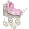 Wicker Doll Buggy With Pink Gingham