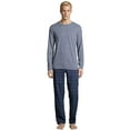 thumbnail image 3 of Hanes Men's and Big Men's Comfortsoft Long Sleeve Crew and Cotton Flannel Pajama Pants Set, 2-Piece, 3 of 3