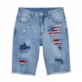 thumbnail image 6 of QATAINLAV American Flag Jeans for Women 4th of July Denim Shorts Ripped Frayed Hem Knee Length Jean Shorts with Pockets Dark Blue XXXL, 6 of 6