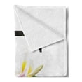 thumbnail image 2 of Letter F Soft Flannel Fleece Blanket, Frangipani Lively Green Leaves Vibrant Color Floral Letter F Alphabet Art, Cozy Plush for Indoor and Outdoor Use, 50" x 70", Yellow Green Black, by Ambesonne, 2 of 5
