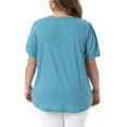 thumbnail image 4 of Women's Plus Short Sleeve Crew Neck Pleated Casual Tunic Blouse 1X Lake Blue, 4 of 6