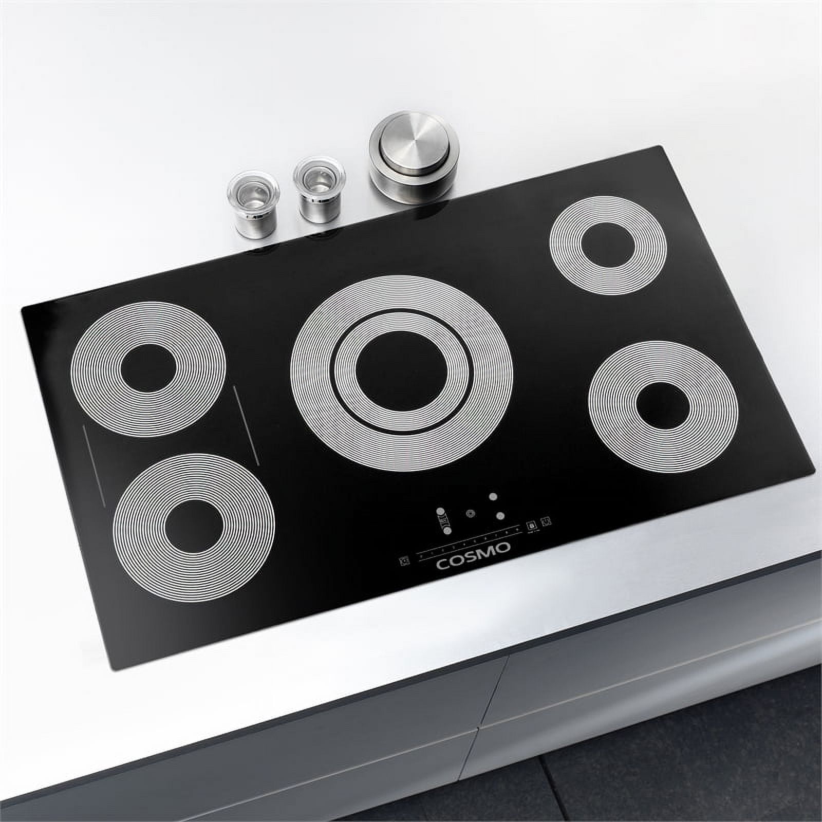 30 in. Electric Ceramic Glass Cooktop with 4 Burners in Black Porcelain