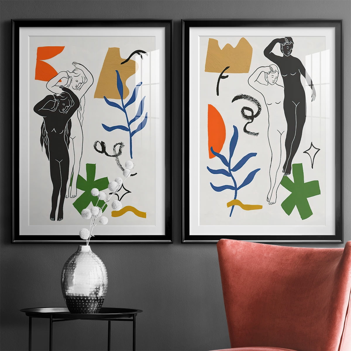 Wexford Home Starry Venus I Premium Framed Print, 30.5" x 42.5" - Ready to Hang, Black (Set of 2)