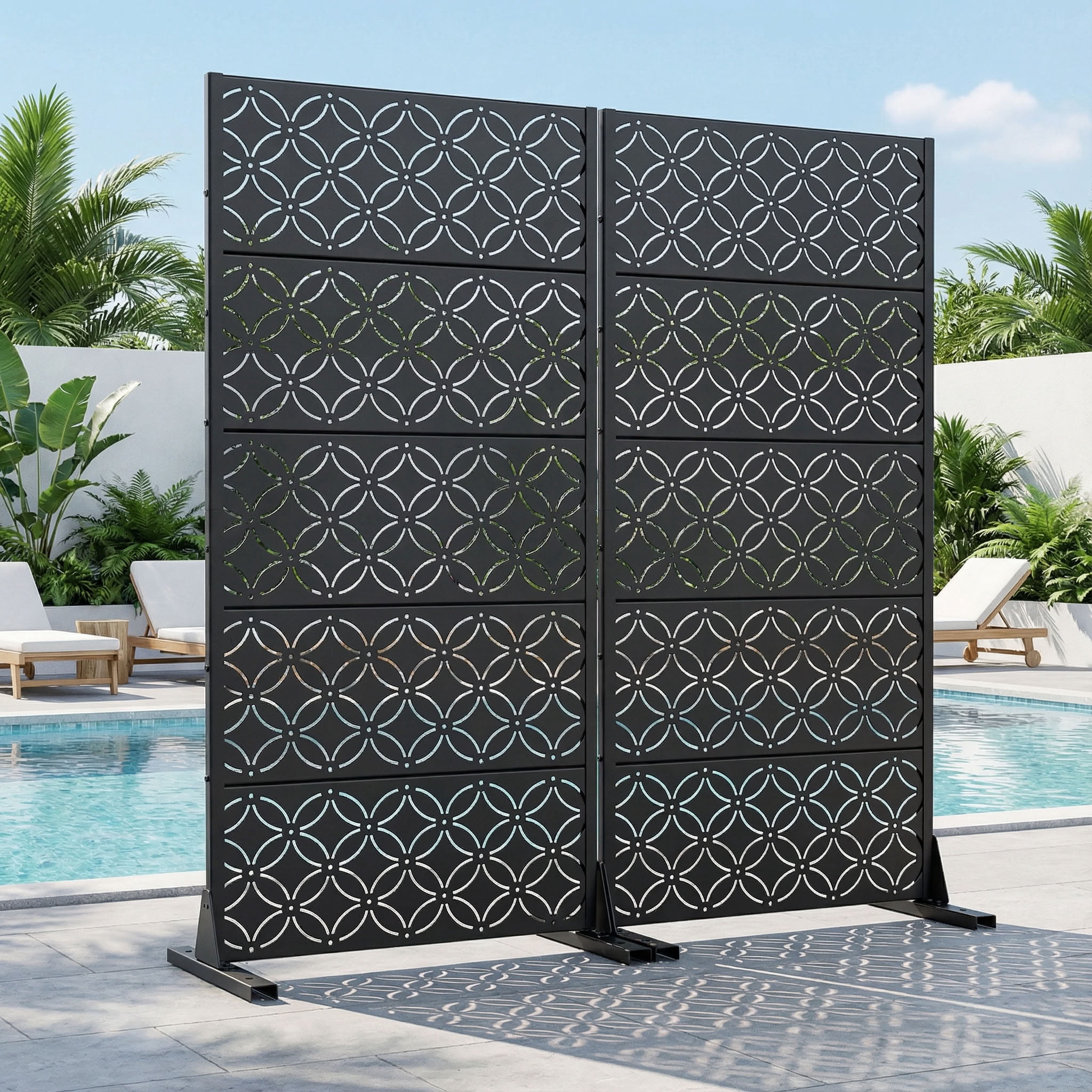 MAYEERTY 59*30in Outdoor Privacy Screen, Small Balcony Metal Privacy Fence, Privacy Panel for Patio, Backyard, Garden