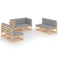thumbnail image 2 of vidaXL 6 Piece Patio Lounge Set with Cushions Solid Pinewood, 2 of 11