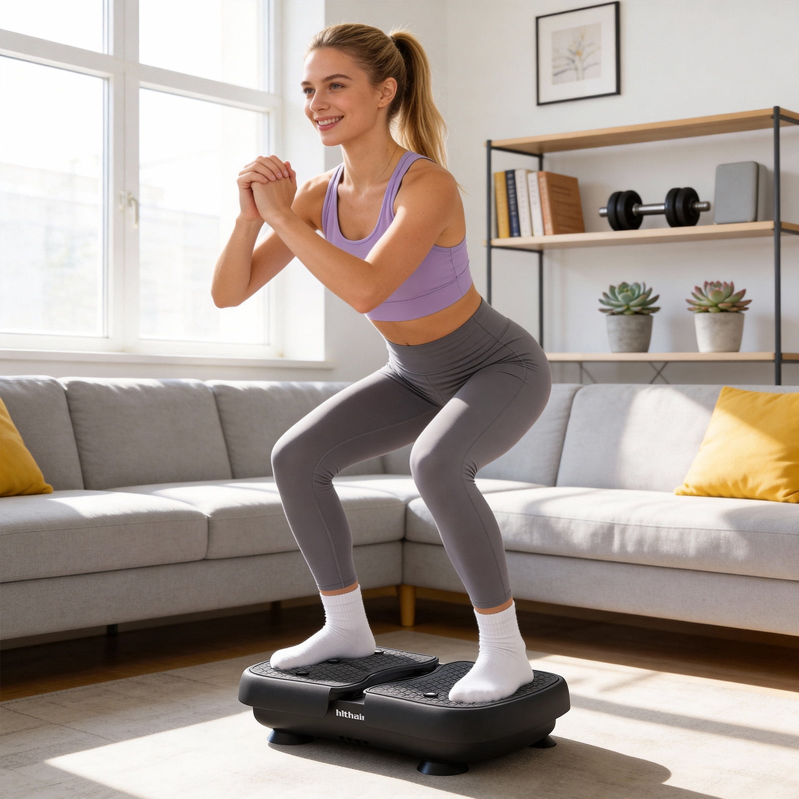 Hlthair Mini Vibration Plate Machine For Lymphatic Drainage, Shake Plate Exercise Machine Fat Burner For Weight Loss, Portable Shaking Whole Body Workout Vibration Platform for Home Gym