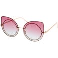 thumbnail image 2 of Women's Oversize Rimless Colored Gradient Flat Lens Cat Eye Sunglasses 63mm (Gold / Pink-Grey), 2 of 4