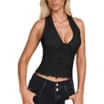 thumbnail image 2 of Fgnfyis Summer Tops for Women Stylish Sleeveless Tank with Neck Design for Summer Fall Womens Tops Black M, 2 of 4