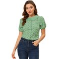thumbnail image 1 of INSPIRE CHIC Women's Floral Puff Sleeves Pleated Collar Button Down Shirt, 1 of 5