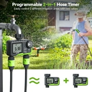 RainPoint Sprinkler Timer, Programmable Manual and Automatic Garden Hose Watering System with Rain Delay, IP65 Waterproof Digital Irrigation for Yard, Lawn, Pool, 2 Outlets Green - ITV205
