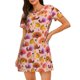thumbnail image 1 of Fotbe Happy Thanksgiving Turkey Bata de Dormir para Mujer con Estampado, Camisón de Algodón de Manga Corta, Ropa de Dormir Casual, 1 of 6