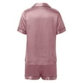 thumbnail image 5 of XIYON Pajama Set For Women Fashion Solid Color Lapel Short Sleeve Shorts Casual And Comfortable Home Wear Set Loungewear Sleepwear, 5 of 5