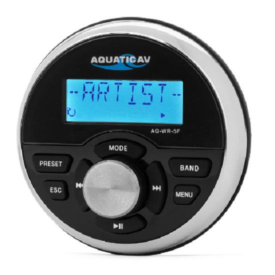 Aquatic AV AQWR5F Flush Mount Wired Marine Radio Stereo Remote