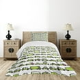 thumbnail image 4 of Ambesonne Cars Quilted Bedspread Set 2 Pcs, Sedans Bus Traveling Theme, Twin Size, Apple Green, 4 of 5
