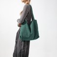 thumbnail image 4 of Bolso de mano de pana para mujer Bolso de hombro Bolso hobo de color sólido con hombro grande (verde), 4 of 7