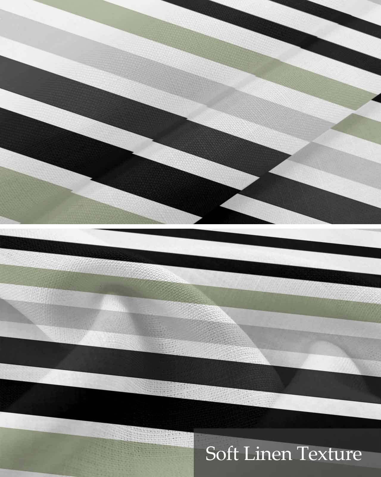 Sage Green Black Stripe Kitchen Valances for Windows Farmhouse Linen Window Valance Curtain for Living Room Window Treatment Modern Abstract Coarse Striped Valance Rod Pocket Topper, 54 x 18 Inch