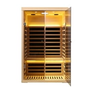Xmatch Far Infrared Wooden Sauna Room, 2-Person Size, with 1780W, 7 Low EMF Heaters, 10 Minutes Pre-Warm up