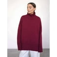 thumbnail image 4 of Women'S Sweater Thick Long Sleeve Knit Pullover High-Low Hem Fashion Autumn and Winter Basic Pullover Top Wine Red S, 4 of 7