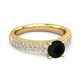 thumbnail image 2 of Dual Band 0.10 Ctw Black Spinel 925 Sterling Silver Gold Vermeil Stacking Women Valentines Day Gifts Ring, 2 of 3
