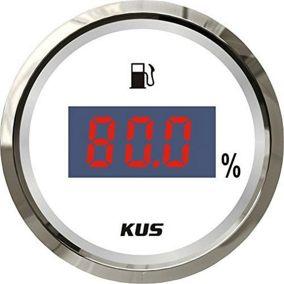 Pactrade Marine Boat Kus Digital Fuel Level Gauge Indicator 2'' 12V/24V 52mm 240-33ohms SS316 Bezel