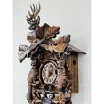 thumbnail image 5 of Eight Day Hunter's Cuckoo Clock with Hand-carved Oak Leaves, Animals, Rifles, and Buck, 5 of 6