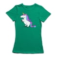 thumbnail image 1 of Poop Unicorn Women's Kelly Green T-shirt, 1 of 1