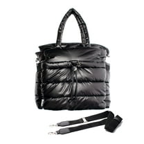 MODRN Brand Mercer Unisex Quilted Nylon Tote Diaper Bag, Black