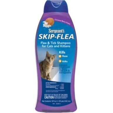 Sergeant's Skip-Flea Flea & Tick Shampoo for Cat, Coconut Berry 18 oz