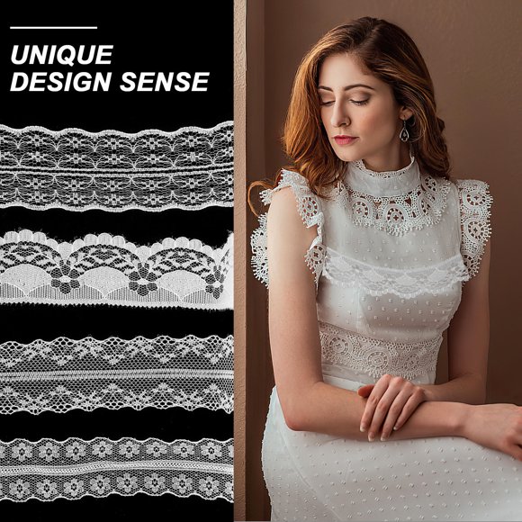 WRISTBIQUE Lace Trim Para Tela Y Manualidades Con Bordado Fino Ideal Para Ropa Y Accesorios