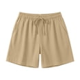 thumbnail image 3 of Causal Shorts for Women Drawstring Elastic High Waist Pleated Shorts Summer Beach Vacation Shorts with Pockets, L, 3 of 6