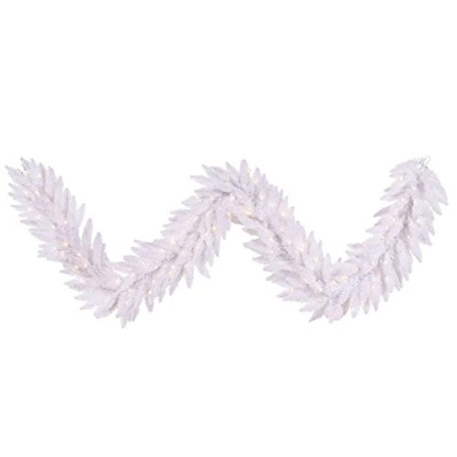 Vickerman Vickerman 9' White Artificial Christmas Garland with 100 Warm White LED Lights