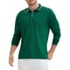 thumbnail image 4 of Camisa polo de golf de negocios de manga larga de ajuste regular para hombres, color sólido, verde, 4 of 6