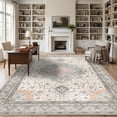 thumbnail image 4 of Janvonne Bohemian 7'x10' Grey-brown Area Rug, Washable Non-Slip Boho Carpet, Vintage Distressed Oriental Rug for Living Room Bedroom, 4 of 5