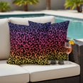 thumbnail image 2 of Outdoor Pillow Cover Ombre Leopard Set of 2 Waterproof Throw Pillowcases Pink Yellow Red Purple Gradual Color Decorative Patio Furniture Pillows for Couch Garden Indoor & Outdoor Use, 2 of 9