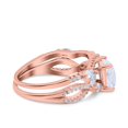 thumbnail image 2 of Rose Tone, Simulated Cubic Zirconia Size-7 Two Piece Bridal Set Art Deco Princess Cut Wedding Engagement Marquise 925 Sterling Silver, 2 of 7