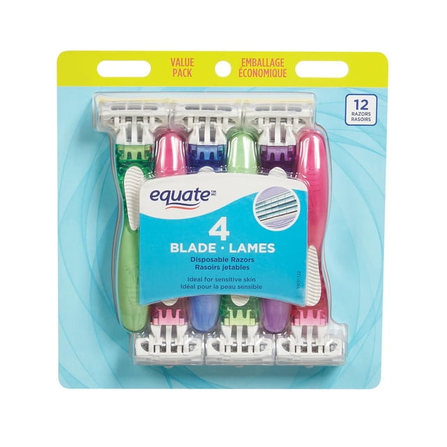 Equate 4 Blade Disposable Razors for Women, Value pack