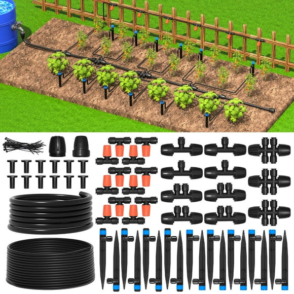 MIXC Kit d'Irrigation Goutte-à-Goutte pour Serre Système d'Irrigation Automatique Système d'Arrosage par Brumisation pour Patio avec Tuyau de Tuyauterie de 1/4 Po 1/2 Po Aj