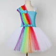 thumbnail image 5 of Vestido de tutú de arcoíris para niñas, vestido de fiesta de cumpleaños, vestido de princesa de tul con purpurina, disfraz de carnaval festivo para niñas pequeñas, 5 of 5