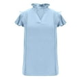 thumbnail image 5 of Xuyuer Womens Dressy Casual Topss Double Layered Ruffle Cap Short Sleeve V Neck Shirts Elegant Business Work Trendy Cute Blouse, 5 of 7
