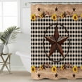 thumbnail image 2 of 72x78 Inch Shower Curtain Farmhouse Vintage Bathroom Decor Waterproof Fabric Bathtub Bath Curtains Decorative Western Country Star Brown Plaid Extra Long Shower Curtain Set with Hooks, 2 of 6