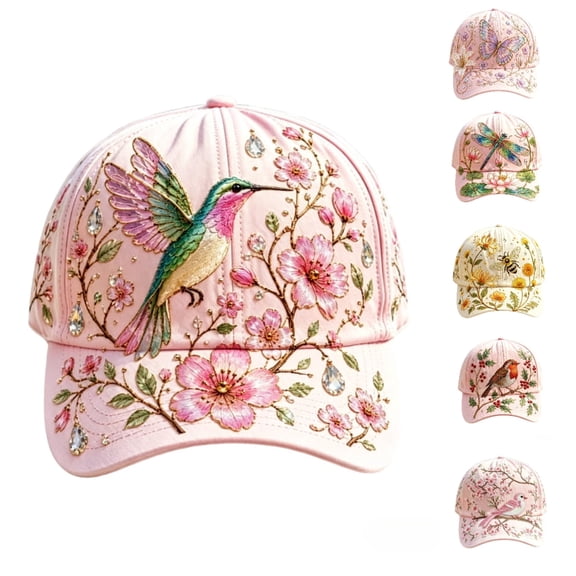 Clearance! 2026 Pink Hummingbird Garden Morning Cap, Limited Edition Botanical Cottagecore Hat for Women, Adjustable Breathable Hat, Best Gift for Gardeners G*irls Women Men Teens