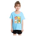 thumbnail image 1 of Chemises Filles Mode Personnalité Imprimé Col Rond Manches Courtes Tee Été Décontracté Ample Hauts Filles Bleu 6 Ans-8 Ans, 1 of 5