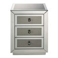 thumbnail image 2 of Benjara BM225699 3 Drawer Mirrored Nightstand with Faux Diamond Inlay, Silver, 2 of 5