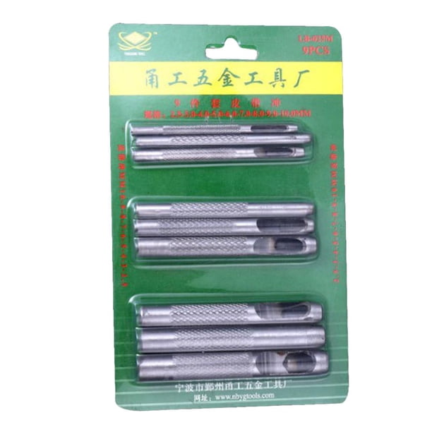 9 piezas 2,5-10mm cinturón de cuero de acero herramientas de perforación hueca Juego de Herramientas DIY Junta cinturón perforadora herramientas de cuero accesorios de costura Soledad punzón hueco para cuero
