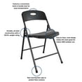thumbnail image 6 of COSCO Solid Resin Plastic Folding Chair, Indoor/Outdoor, Double Braced, Black, 4-Pack, 6 of 14