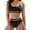 Black, variant on WIZUTIZ Womens Tankini Bathing Suits Spaghetti Strap High Waist Push Up Slimming Swim Top with Swim Shorts Ribbed Color Block Bathing Suit Sleeveless U Neck Swimsuits 2 Piece Double Up Beach Black