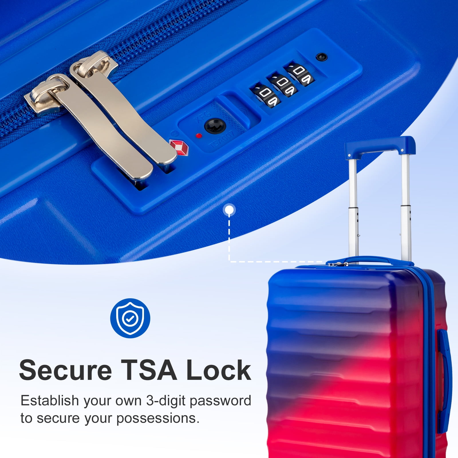 Zimtown 24" Luggage with Hardside Spinner Wheels, Checked-Medium TSA Look Suitcase, Blue Red Gradient