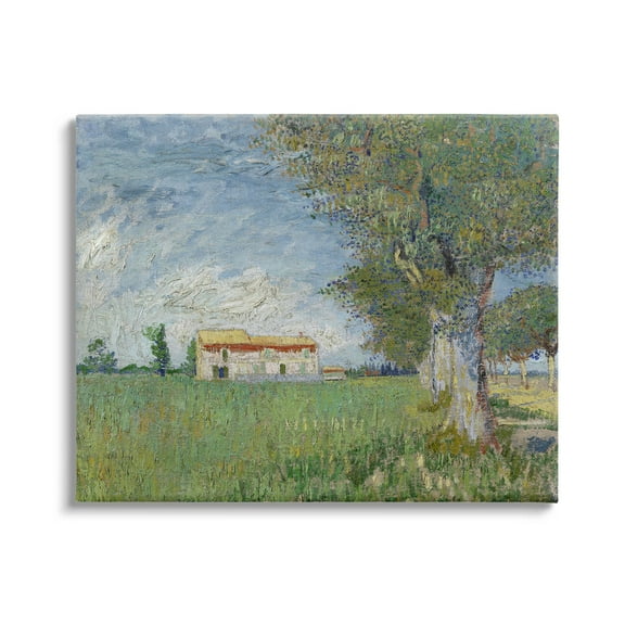 Farmhouse In The Corn Van Gogh Landscape Landscape Painting Gallery Wrapped Canvas Print Wall Art