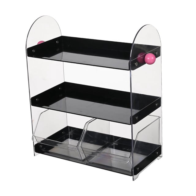 Organizador de encimera para tazas de café, soporte para tazas, estante de exhibición de 3 niveles para tocador Negro